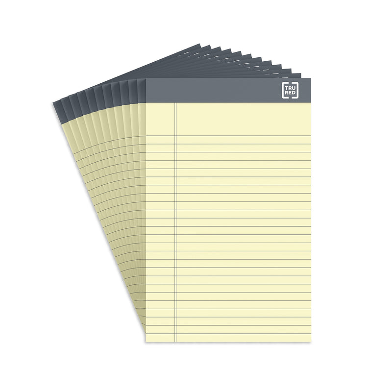 TRU RED™ Notepads, 5" x 8", Narrow Ruled, Canary, 50 Sheets/Pad, 12 Pads/Pack (TR57359)
