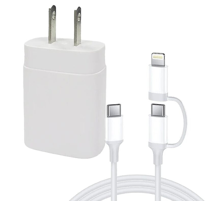 4XEM Lightning USB-C Charging Adapter for Apple, 3ft, White (4X25W2N1KIT3)