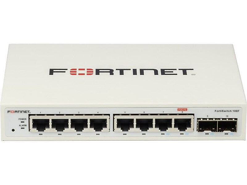 Fortinet FortiSwitch 8-Port 1GbE Layer 2 Managed Switch, White (FS-108F)