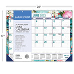 2025-2026 Global Printed Products Teal Floral 22" x 17" Desk Pad Calendar, Multicolor (NAD26-DP-17)