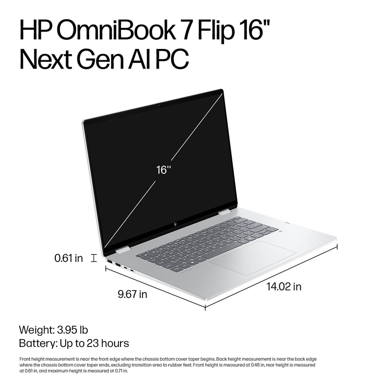HP OmniBook 7 Flip 16" FHD 2-in-1, Copilot+ PC, Intel Core Ultra 5, 16GB RAM, 512GB SSD,+ 23 hours battery, Windows 11 Home
