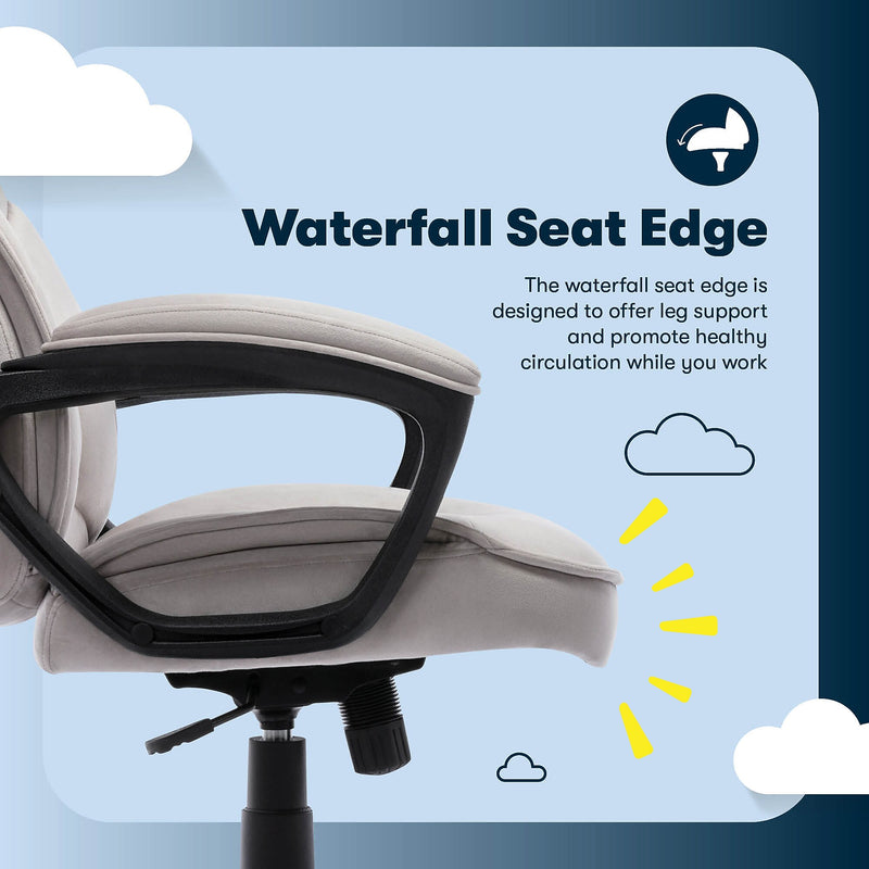 Serta Comfort Classic Ergonomic Velvet Fabric Swivel Executive Chair, Taupe (CCHR10005B)