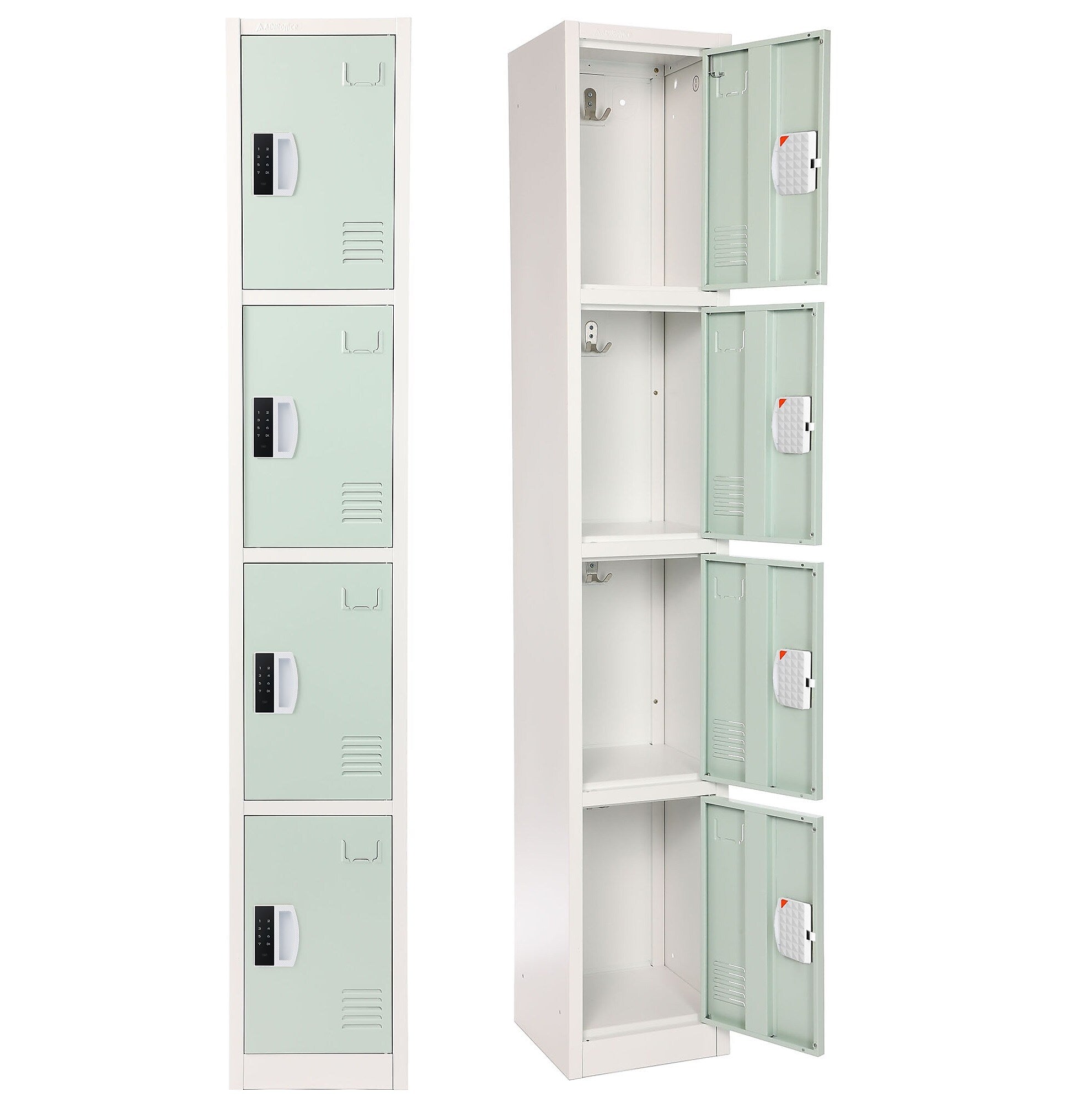AdirOffice 72"H 4-Tier Misty Green Storage Locker (ADI629-204-MGRN-DL)