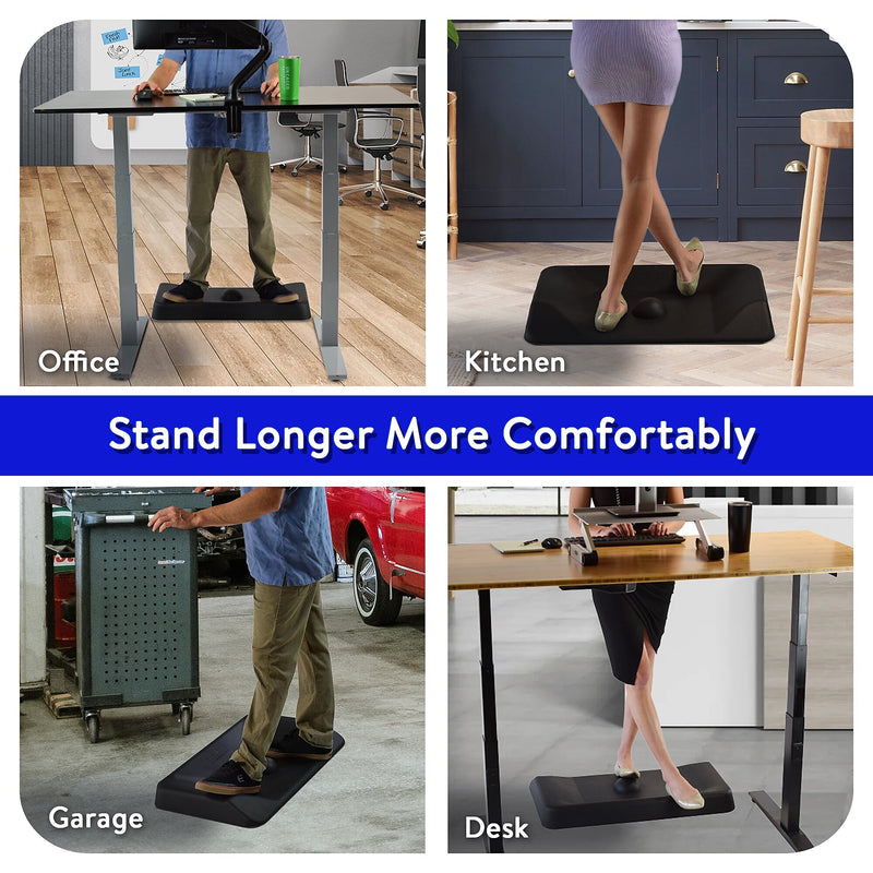 Uncaged Ergonomics Active Standing Anti-Fatigue Floor Mat, 34"L x 20"W, Black (ASM-B)