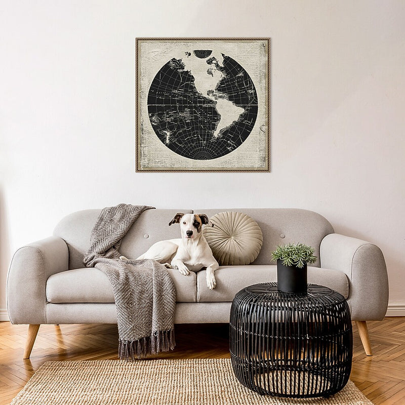 Amanti Art World News Map I by Elizabeth Medley Framed Canvas Wall Art Print, 30" x 30" (A42678299863)