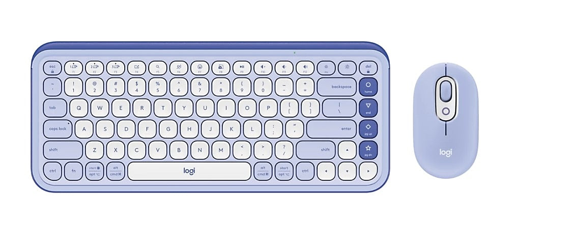 Logitech POP Icon Wireless Keyboard and Optical Mouse Combo, Lilac and Off-White (920-013043)