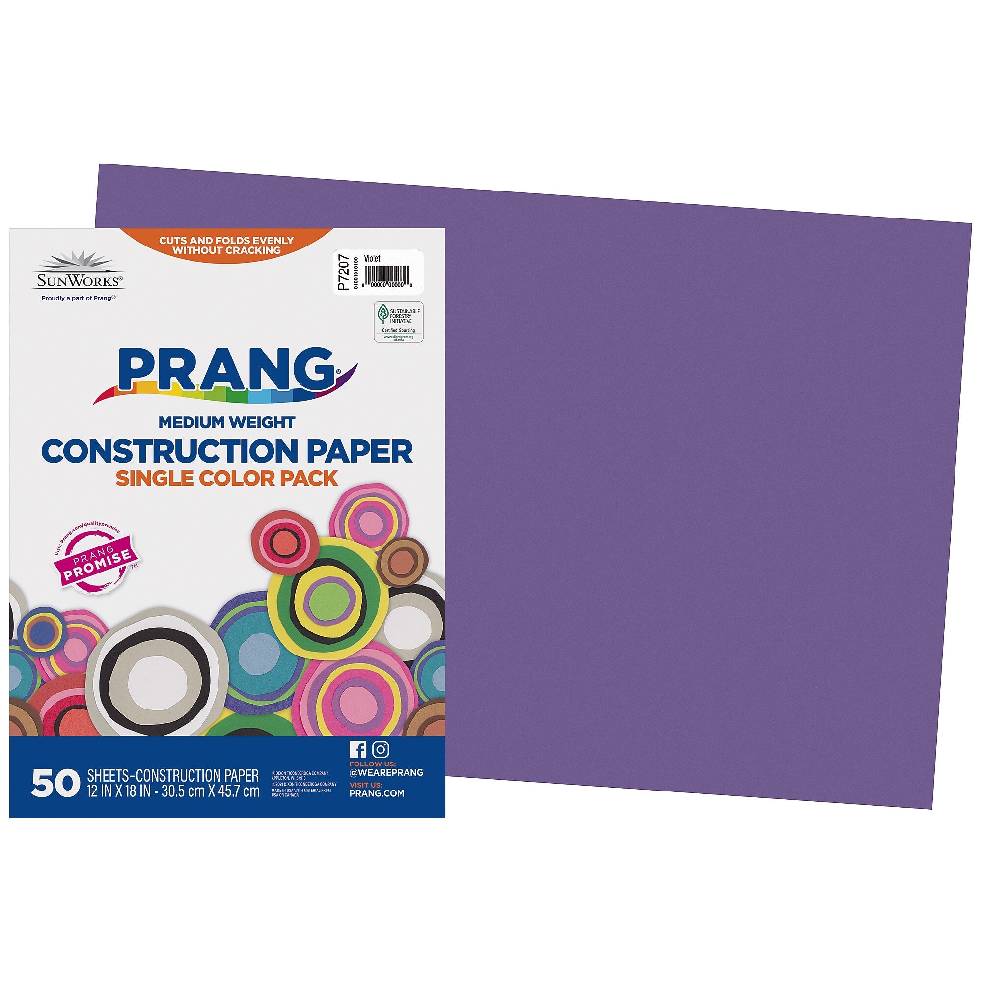 Prang 12" x 18" Construction Paper, Violet, 50 Sheets/Pack (P7207-0001)