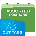 Pendaflex Recycled File Folder, 1/3-Cut Tab, Assorted, Letter Size, Bright Green, 100/Box (4210 1/3 BGR)
