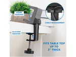 Mount-It! 3-Outlet 3-USB Port 5' Surge Protector with Clamp Desk Mount, Black (MI-7281B)
