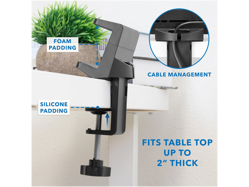 Mount-It! 3-Outlet 3-USB Port 5' Surge Protector with Clamp Desk Mount, Black (MI-7281B)