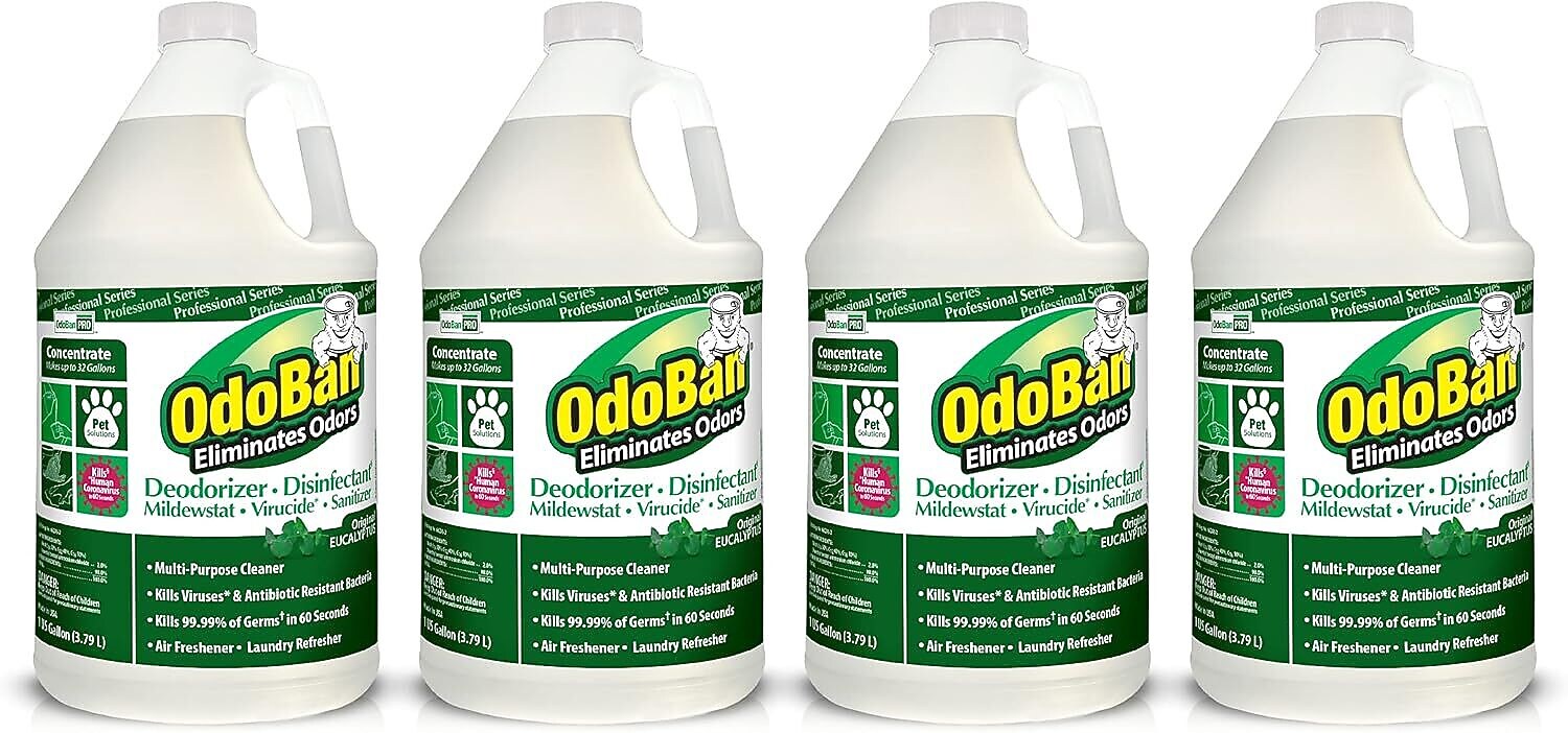 OdoBan Professional Air Freshener & Deodorizer, Original Eucalyptus Scent, 1 Gallon, 4/Carton (9110624PK-STP)
