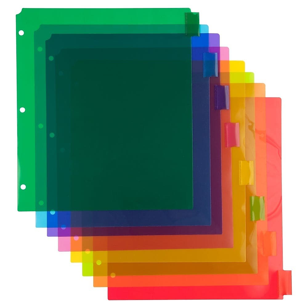 JAM Paper Poly Binder Pocket, Assorted Colors, 8/Pack (375032922)