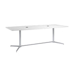 Bush Business Furniture 96W x 42D Boat Shaped Conference Table with Metal Base, White (99TBM96WHSVK)