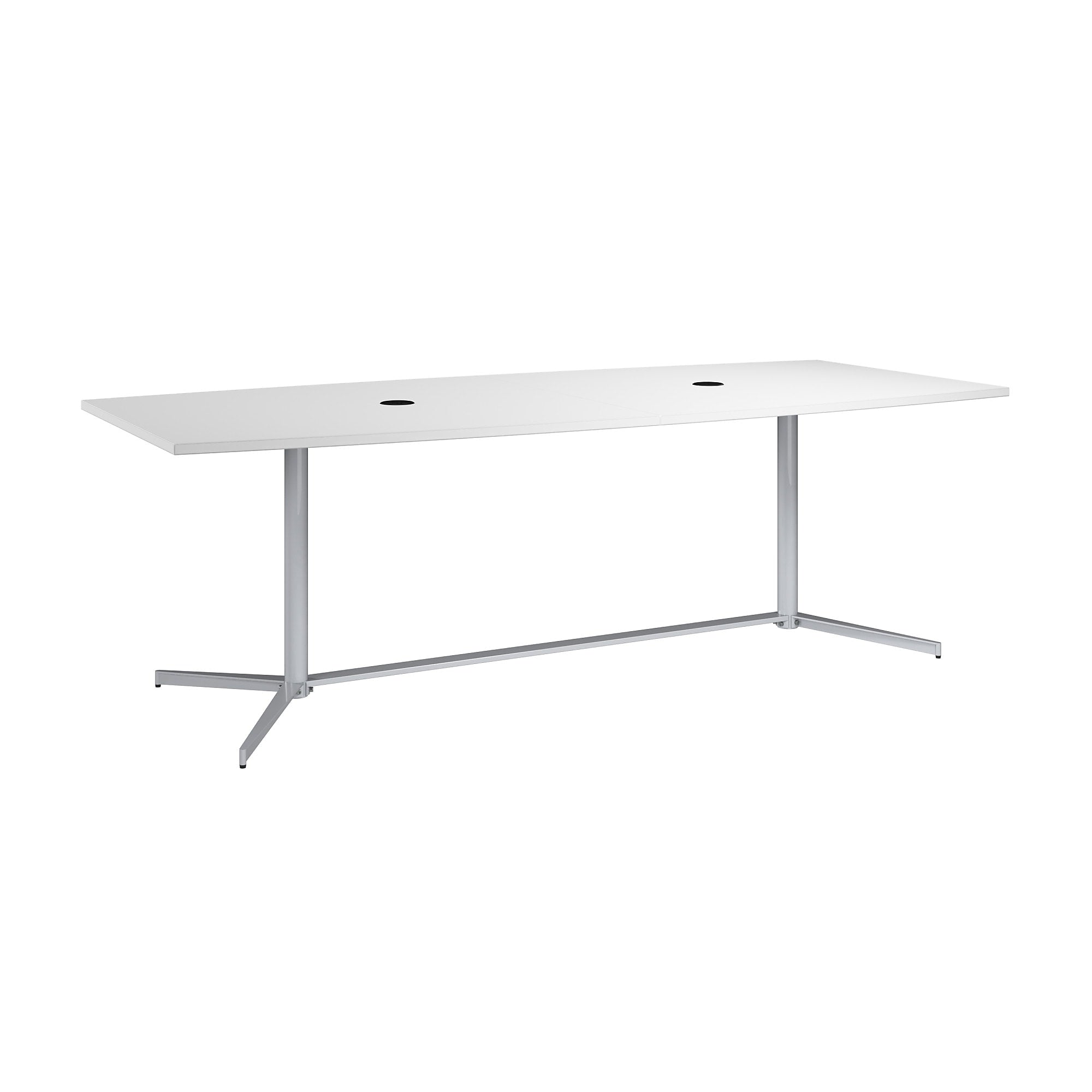 Bush Business Furniture 96W x 42D Boat Shaped Conference Table with Metal Base, White (99TBM96WHSVK)
