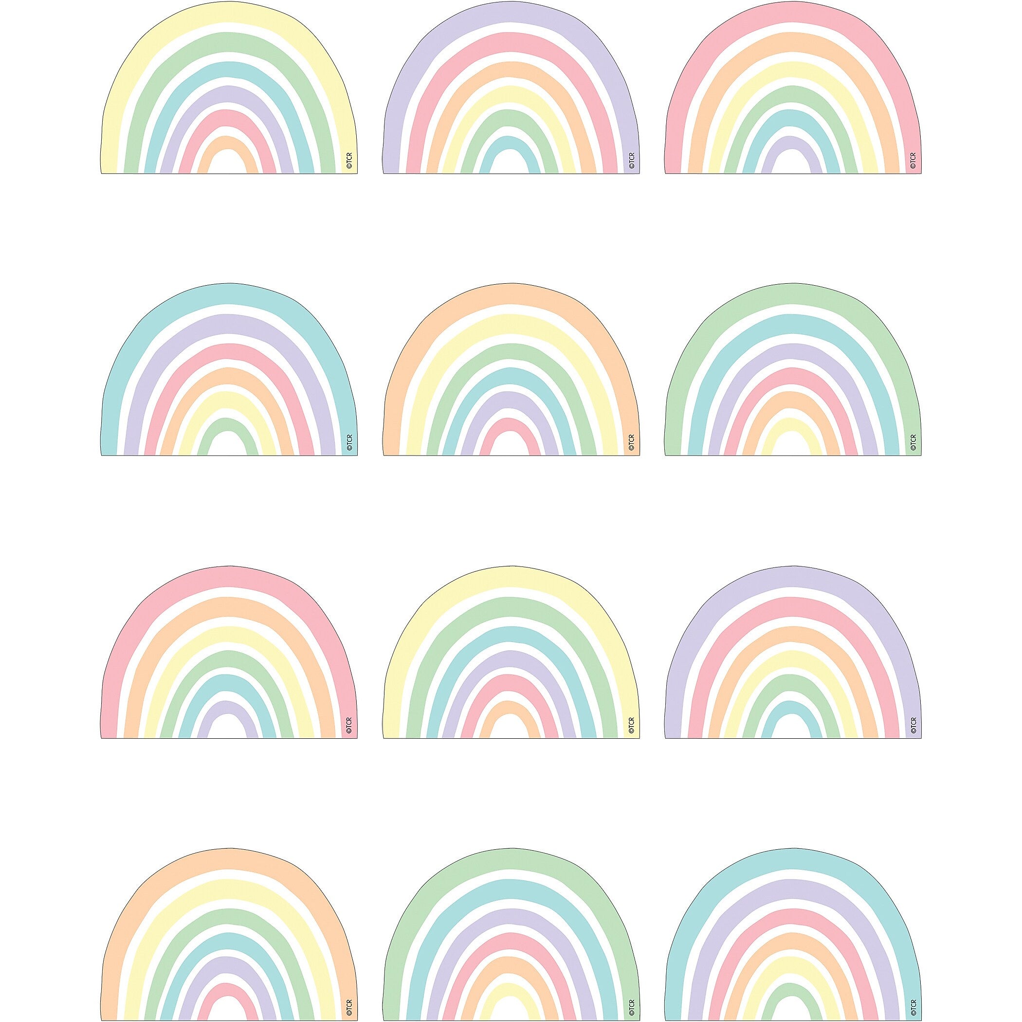 Teacher Created Resources Pastel Pop Rainbows Mini Accents, 36/Pack, 6 Packs/Bundle (TCR8442-6)