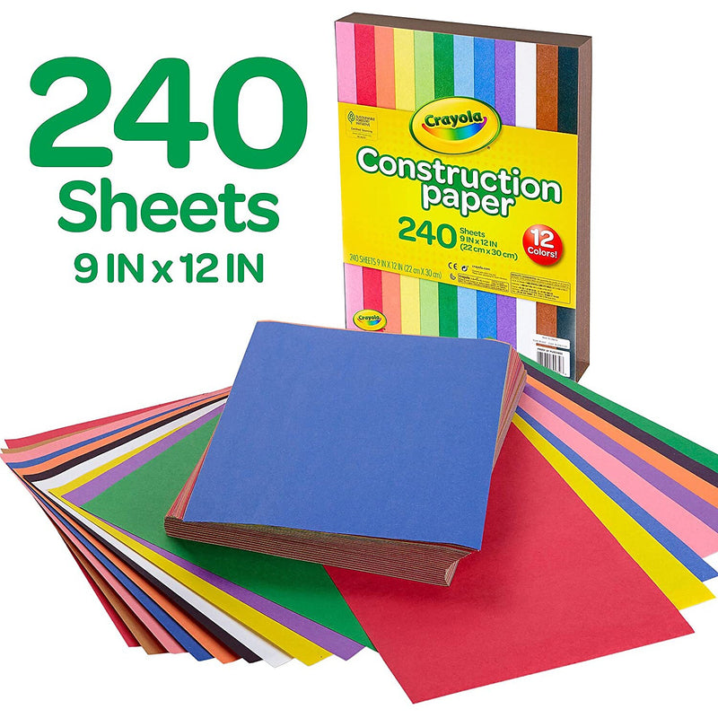 Crayola 9" x 12" Construction Paper, Assorted Colors, 240 Sheets/Pack, 3 Packs/Bundle (BIN993200-3)
