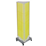 Azar Displays 60”H x16”W Three-Sided Revolving Pegboard Tower Floor Display on Wheeled Metal Base, Yellow (700452-YEL)