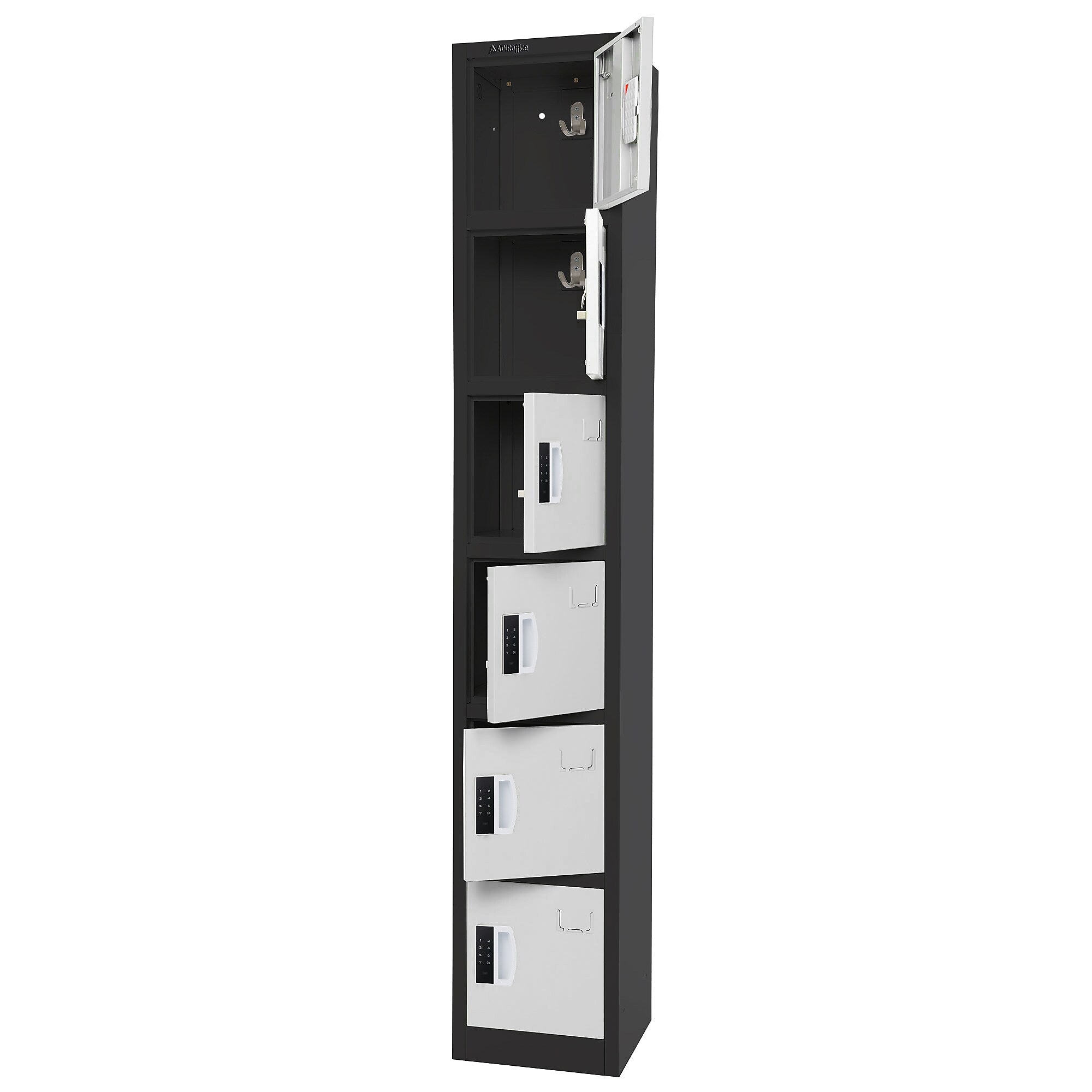 AdirOffice 72"H 6-Tier Black/White Storage Locker (ADI629-206-B-W-DL)