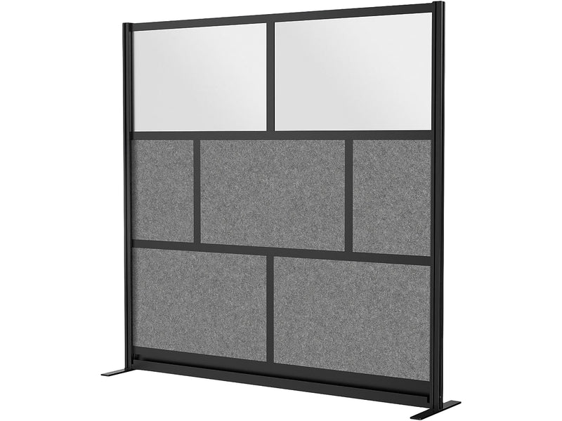 Luxor Expanse Series 7-Panel System Starter Wall, 70"H x 70"W, Freestanding, Black/Gray PET/Acrylic (MW-7070-FCGB)