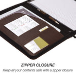 Samsill Vintage Plastic Padfolio with Zipper Closure, Dark Brown (SAM70836)