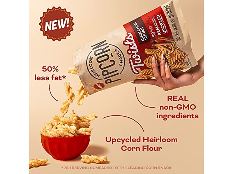 Pipcorn Gluten Free Cinnamon Sugar Twists, 1 oz., 24 Bags/Carton (TWCINN10C24)
