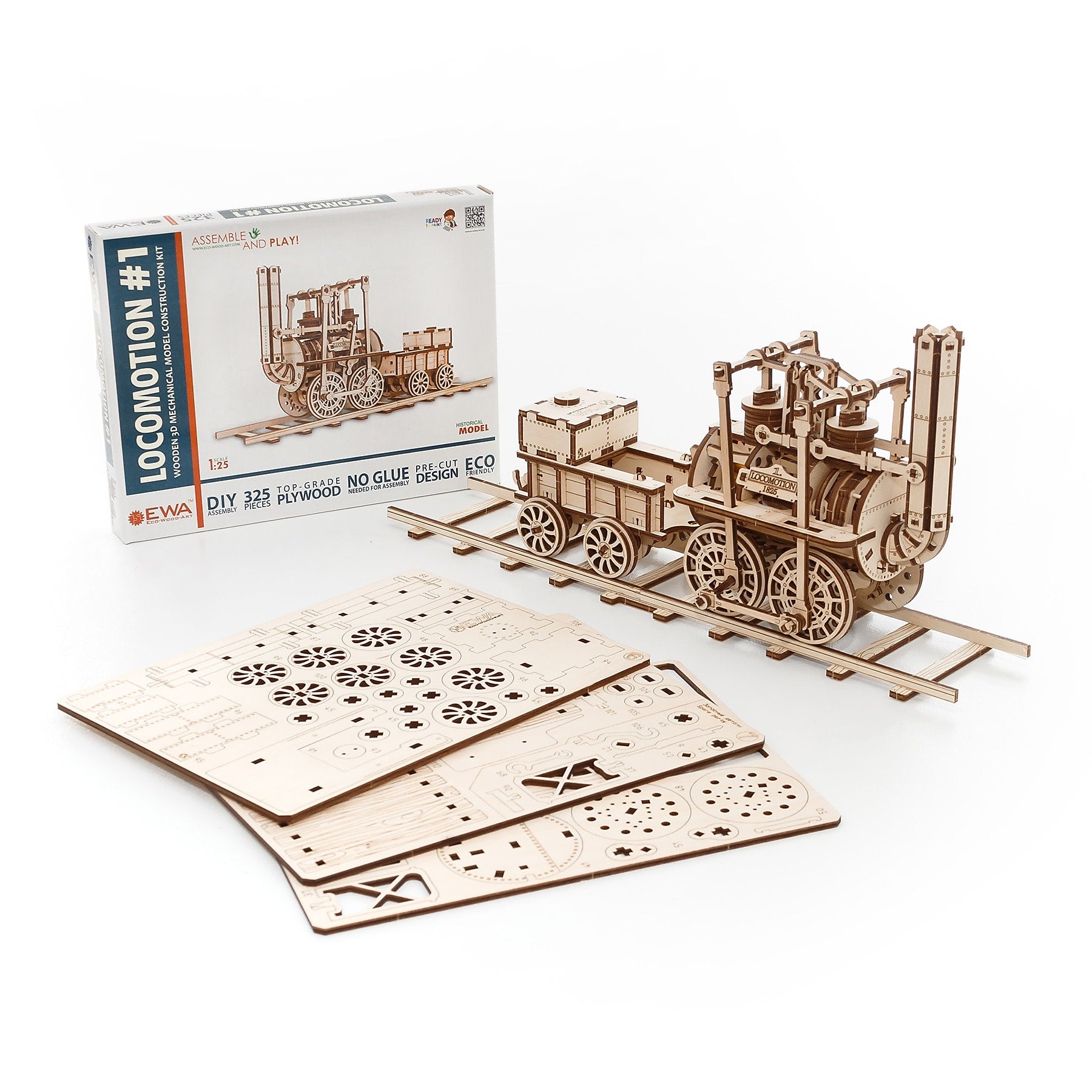 EWA Eco-Wood-Art Locomotive 3D Wooden STEM Construction Kit, 325 Pieces/Set (AVRAV0523404)