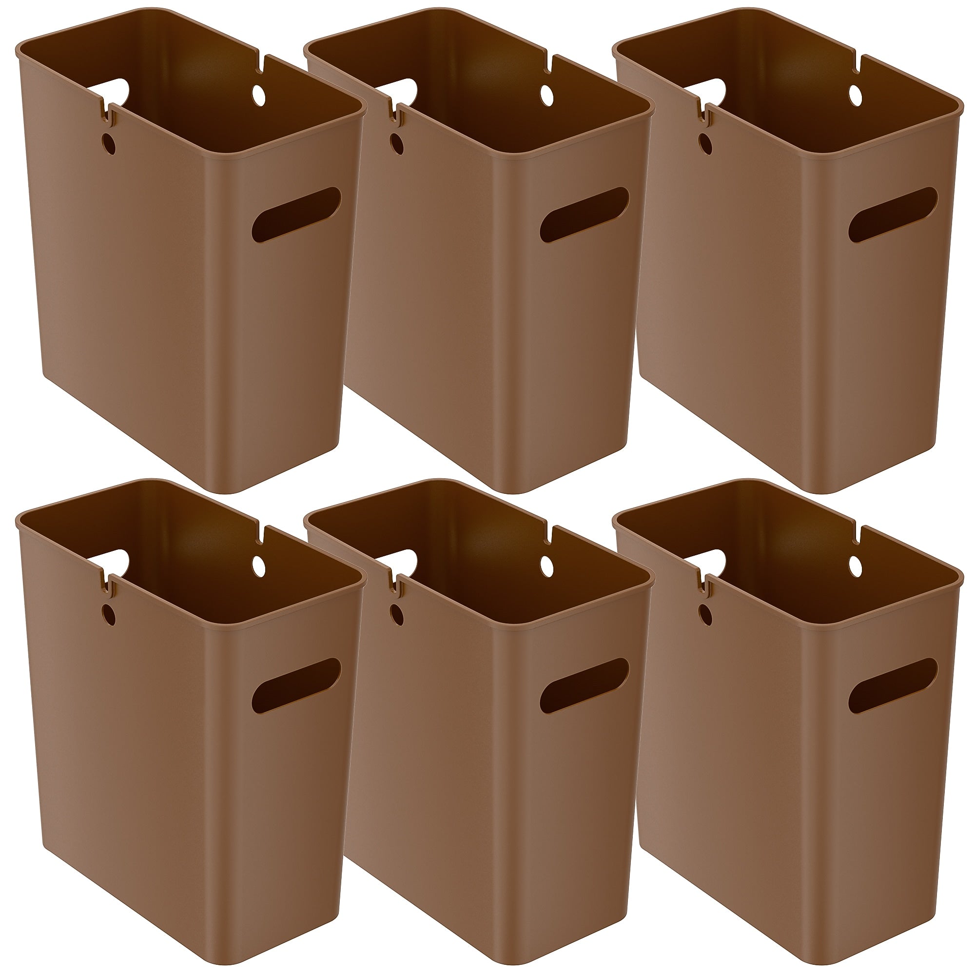 iTouchless SlimGiant Polypropylene Trash Can with no Lid, Toffee Brown, 4.2 gal., 6/Pack (SG105Nx6)