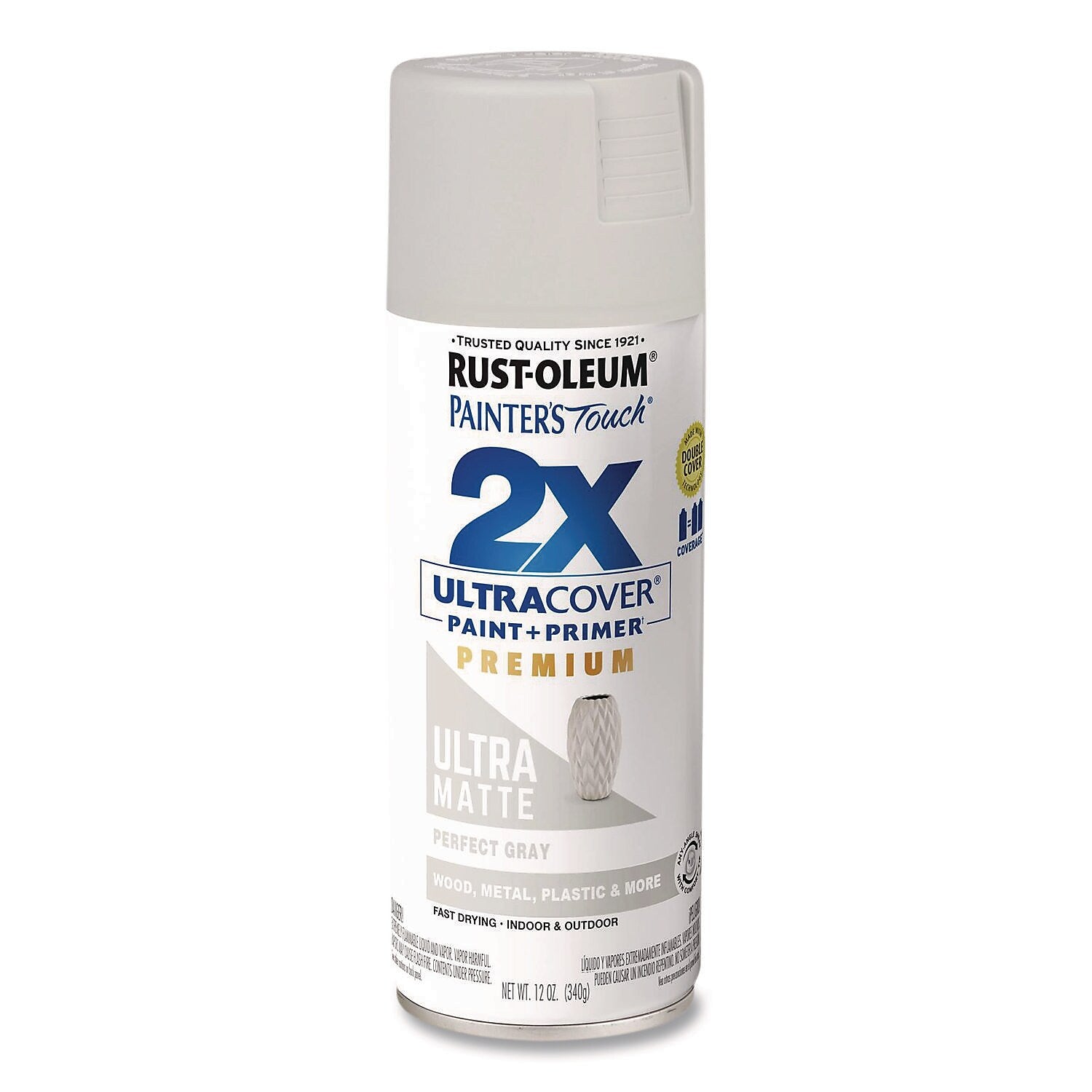 Rust-Oleum Painter's Touch 2X Ultra Cover Spray Paint, Gray, 12 oz., 6/Carton (331184)