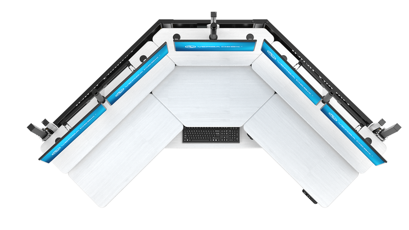 VersaDesk Foundry Bench 80"W Electric Corner Adjustable Standing Desk, White/Black (FBC8080-BW-APP)