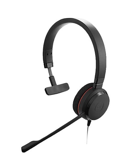 Jabra Evolve 20SE UC Mono Computer Headset, Over-the-Head, Black (4993-829-489)