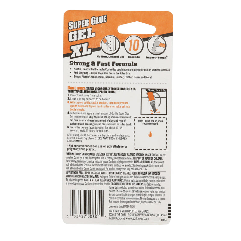 Gorilla XL Gel Super Glue, 0.88 oz. (102433)