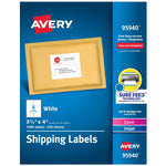 Avery Sure Feed Laser/Inkjet Shipping Labels, 3-1/3" x 4", White, 1,500 Labels/Box (95940)