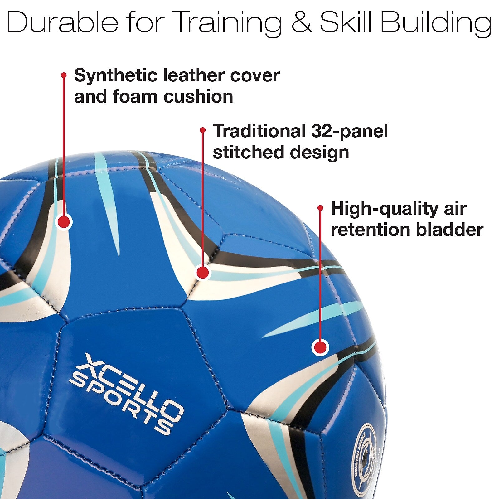 Xcello Sports Size 3 Soccer Balls with Pump, Blue/White, 2/Pack (SB-S3-2-ASST-5)