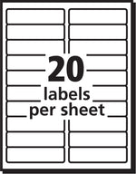 PRES-a-ply Laser/Inkjet Address Labels, 1" x 4", White, 20 Labels/Sheet, 100 Sheets/Box, 2,000 Labels/Box (30601)