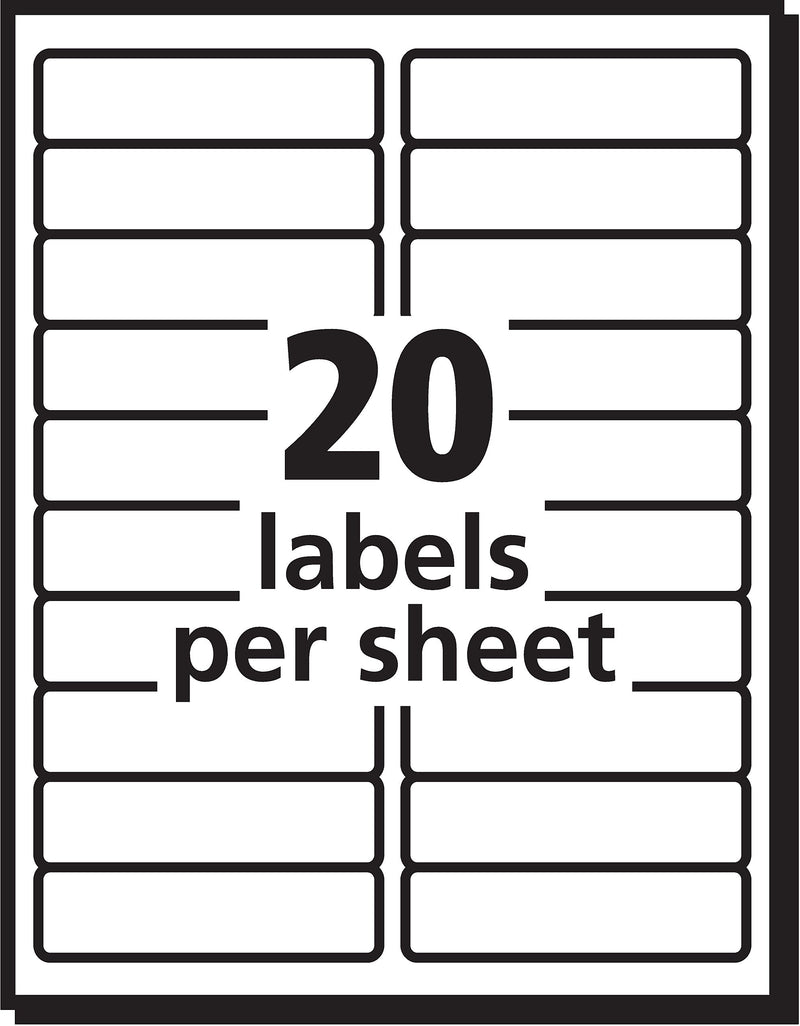 PRES-a-ply Laser/Inkjet Address Labels, 1" x 4", White, 20 Labels/Sheet, 100 Sheets/Box, 2,000 Labels/Box (30601)