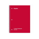 Staples 1-Subject Notebooks, 8" x 10.5", Wide Ruled, 70 Sheets, Red (ST24007C)