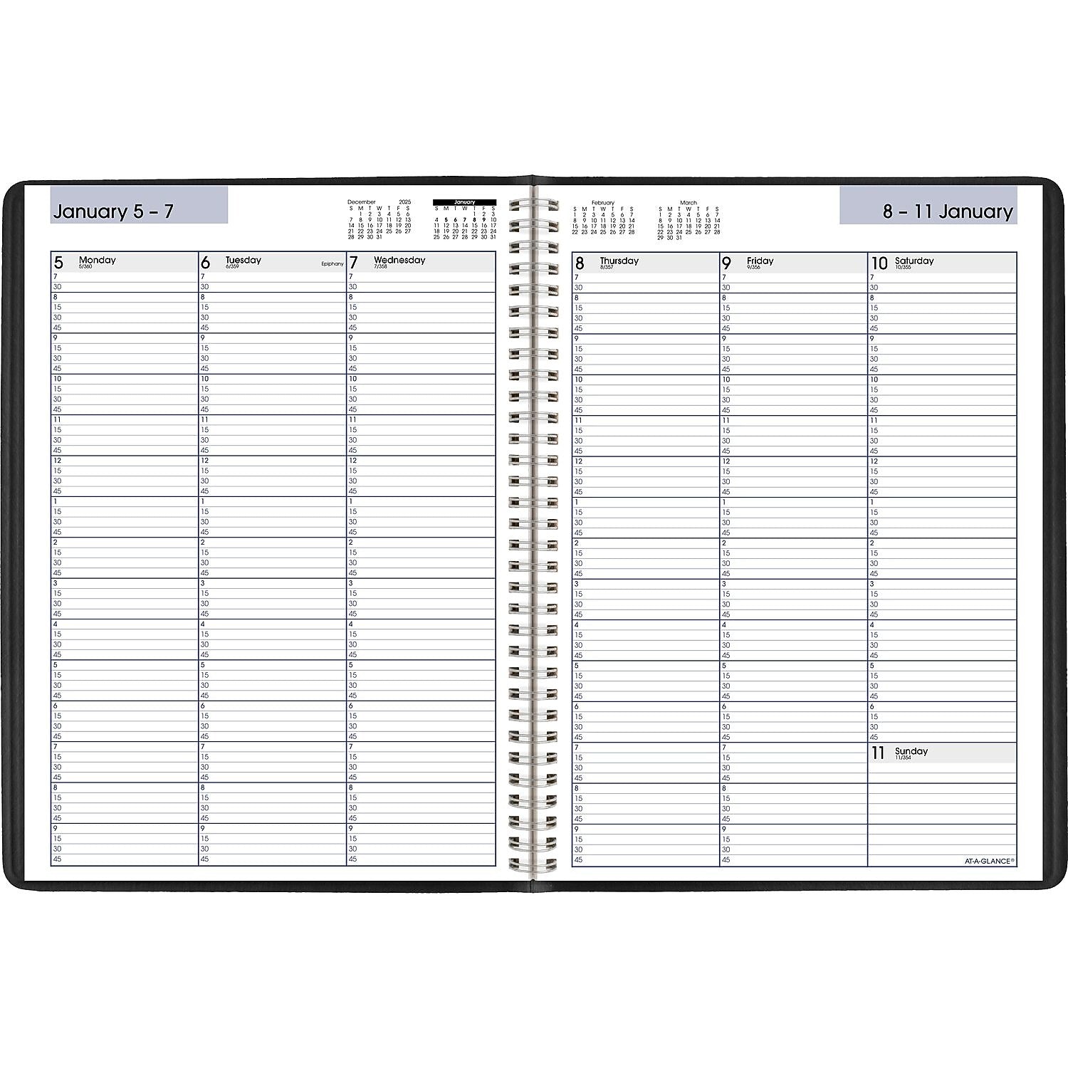 2026 AT-A-GLANCE DayMinder 8" x 11" Weekly Appointment Book, Faux Leather Cover, Black (G520-00-26)