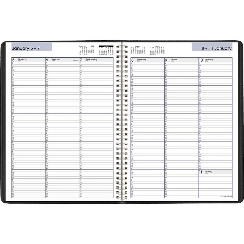 2026 AT-A-GLANCE DayMinder 8" x 11" Weekly Appointment Book, Faux Leather Cover, Black (G520-00-26)