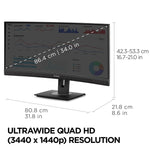 ViewSonic Ergonomic 34" Curved 100Hz LED Monitor, Black (VG3456C)