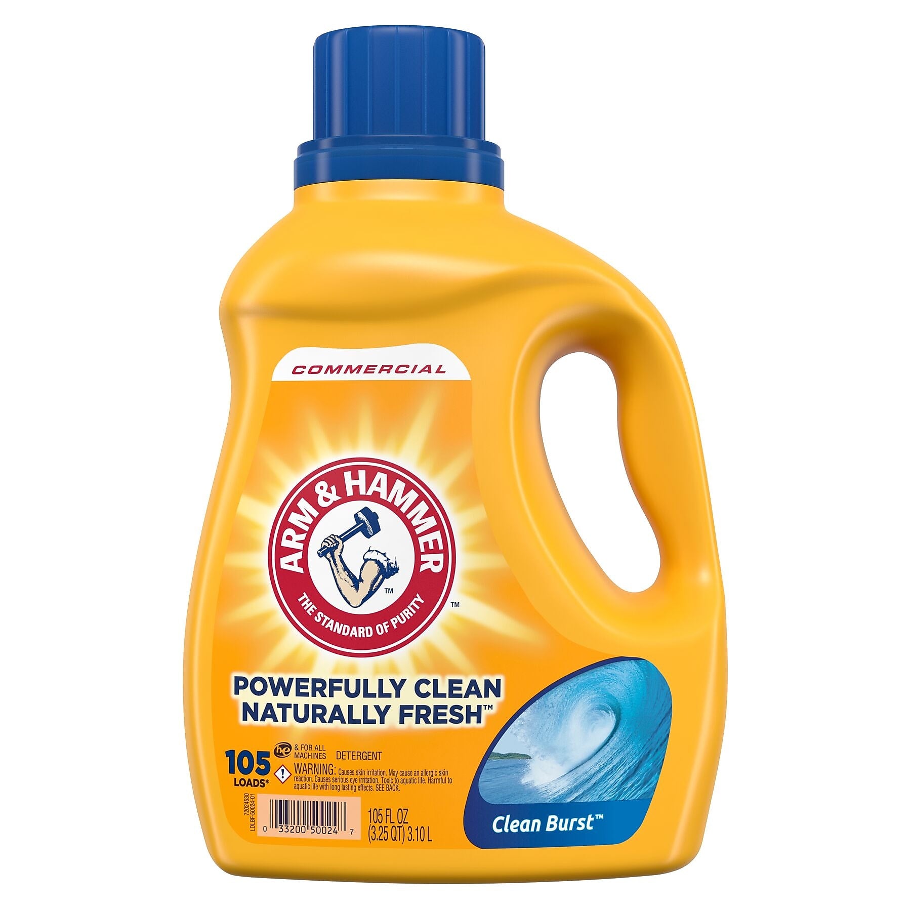 Arm & Hammer HE Liquid Laundry Detergent, Clean Burst, 105 Loads, 105 Oz., 4/Carton (CDC3320050024)