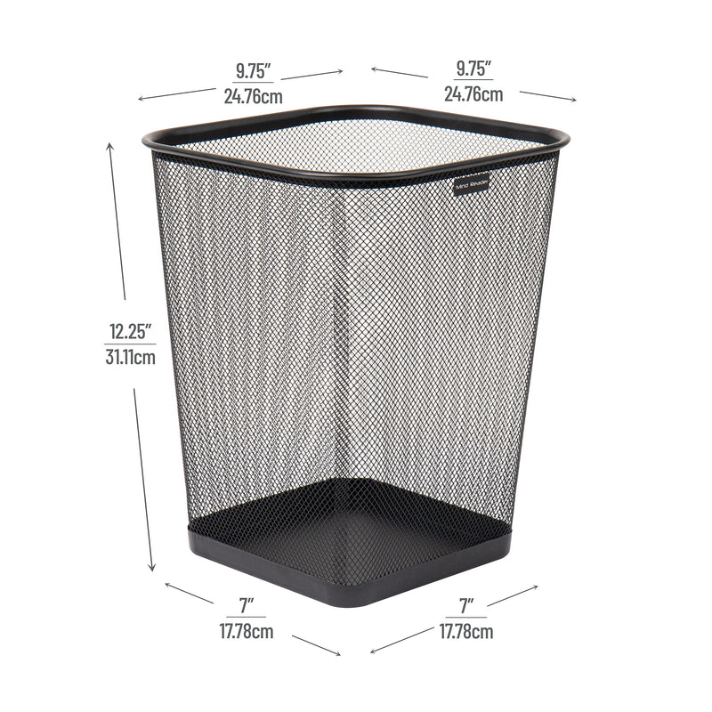 Mind Reader Metal Trash Can Without Lid, 5 Gallon, Black, 2/Pack (2SQUAGA-BLK)