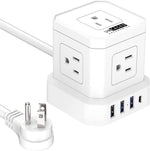 Uncaged Ergonomics Cube 5-Outlet 4-USB Port Surge Protector, 10', White (PC-w-c)