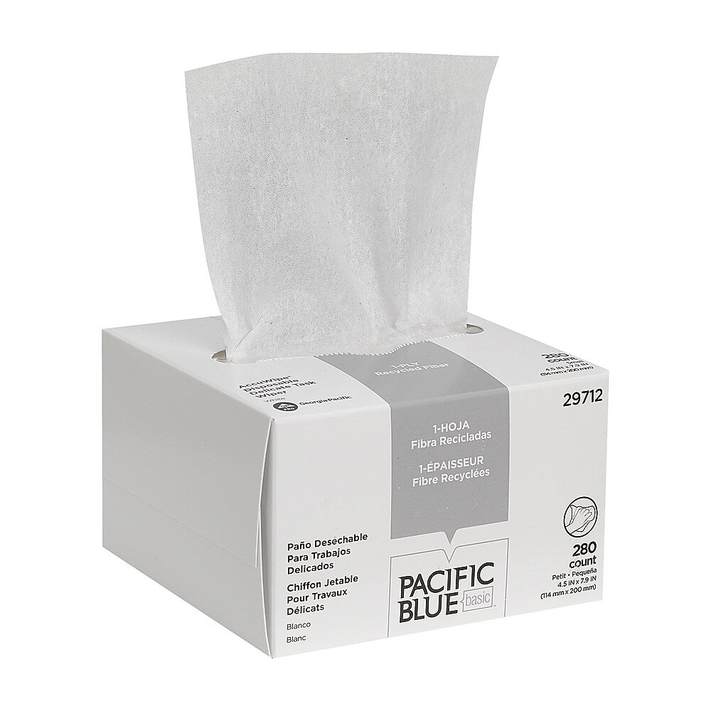 AccuWipe Eyeglass Cleaning/Wiping Cloths, 4-7/8"x8-1/4", White, 280/Box (29712)