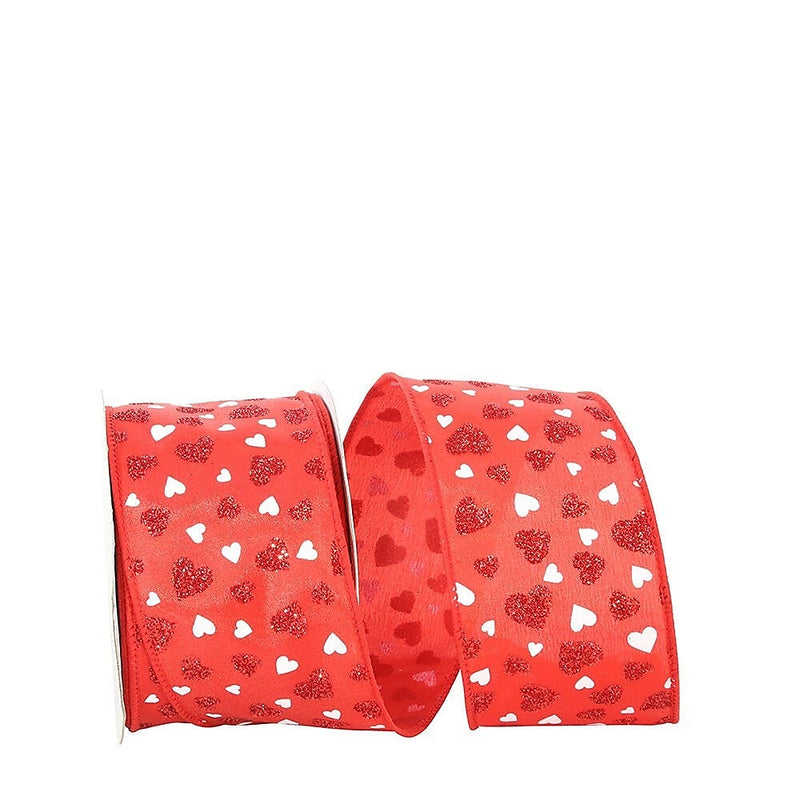 JAM PAPER Dainty Hearts Ribbon, Red/White (52640340684)