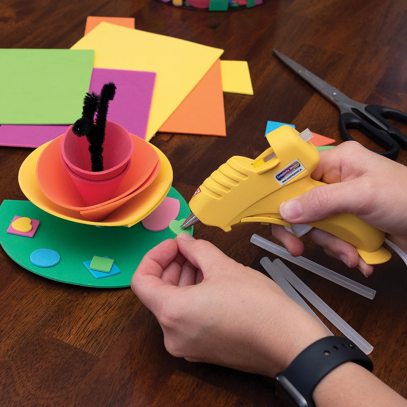 Creativity Street Low-Temp Mini Glue Gun with Glue Sticks, Yellow, 2 Packs/Bundle (CK-3350-2)