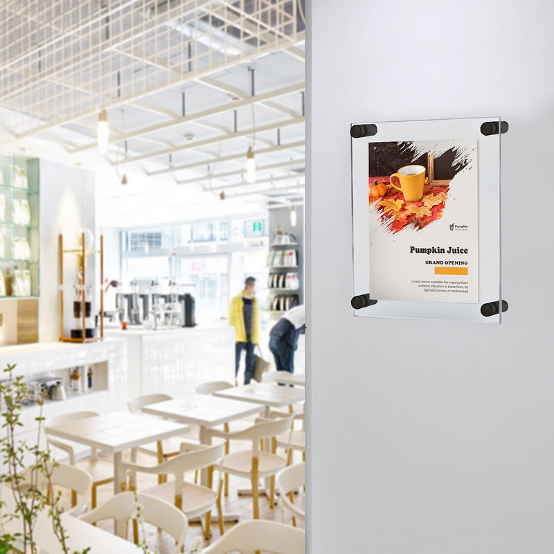 Azar Poster Holder, 12.5" x 18", Wall Mounted, Black, Acrylic (105506-BLK)