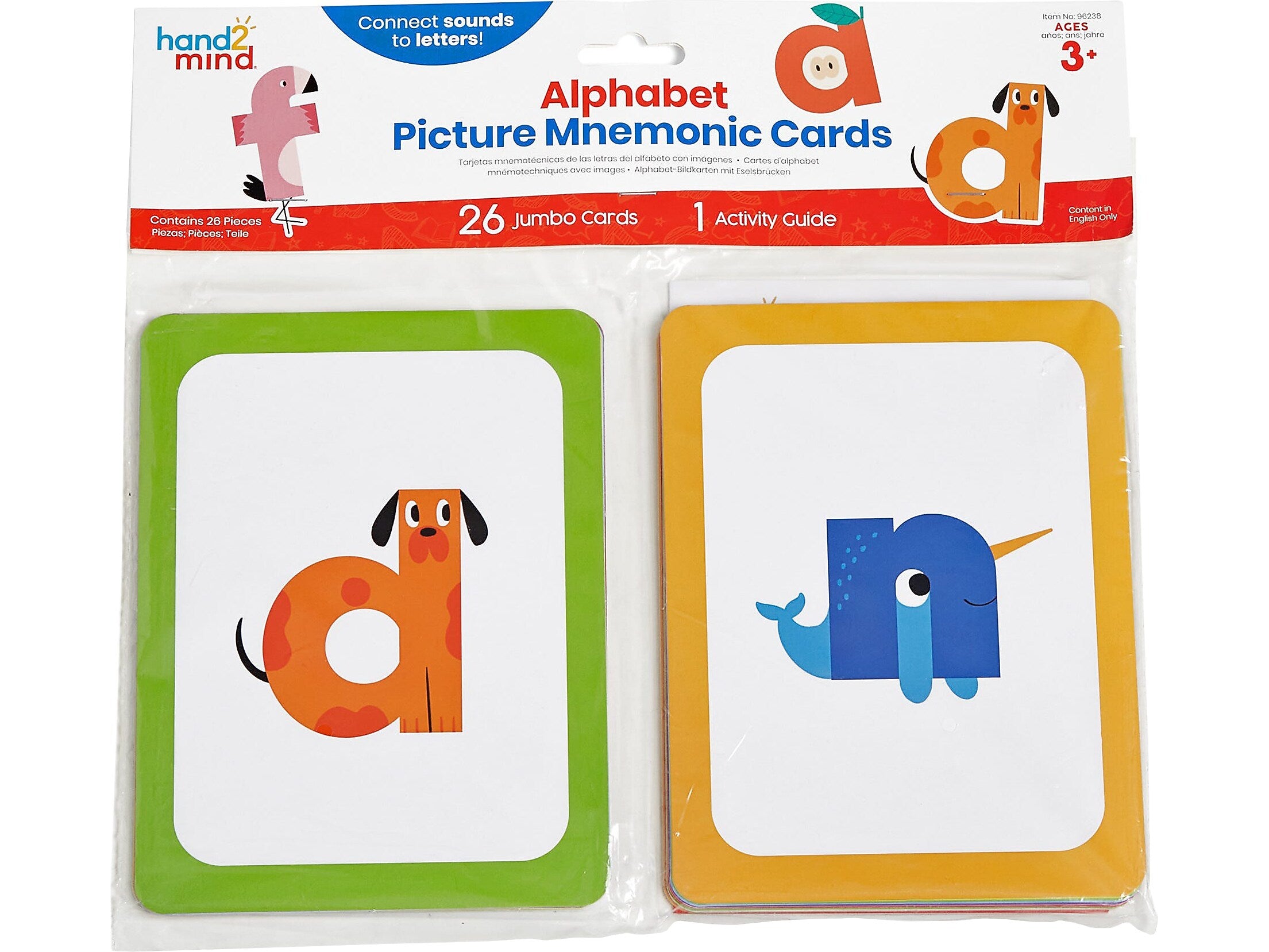 hand2mind Mnemonic Picture Alphabet Jumbo Flash Cards, 26/Set (96238)