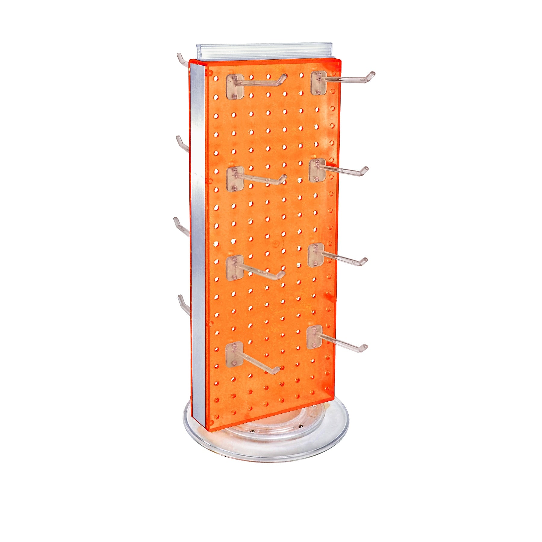 Azar Displays 20”H x 8”W Pegboard Counter Display with 16 4" Hooks, Orange (700508-ORG-4C16)
