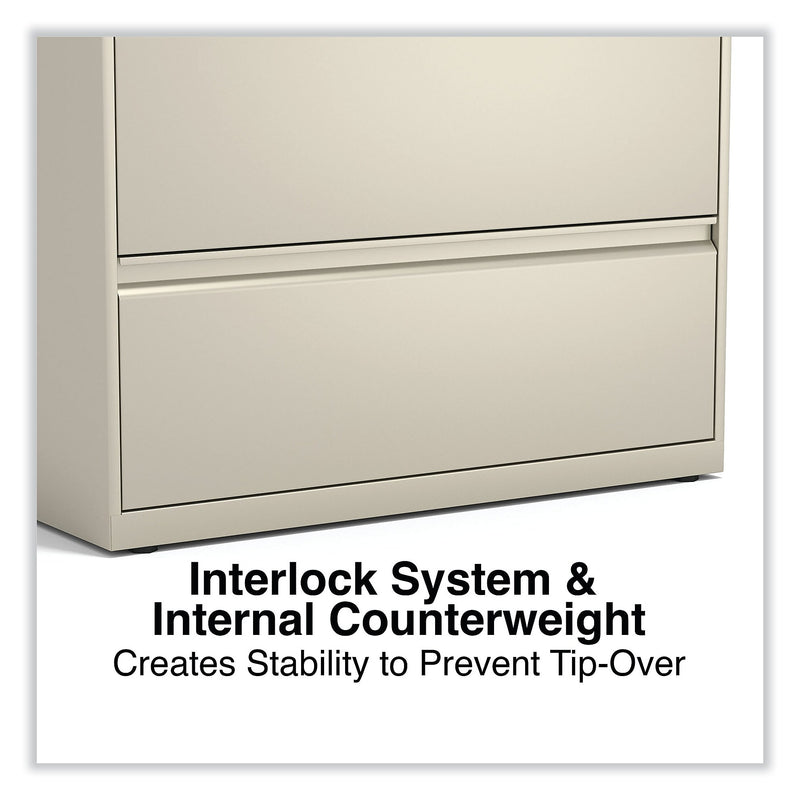 Alera 3-Drawer Lateral File Cabinet, Letter/Legal Size, Lockable, 40.25"H x 36"W x 18.63"D, Putty (ALEHLF3641PY)
