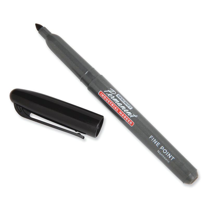 AbilityOne® 7520017012064 SKILCRAFT Fine Point Industrial Grade Permanent Marker, Fine Bullet Tip, Black, Dozen